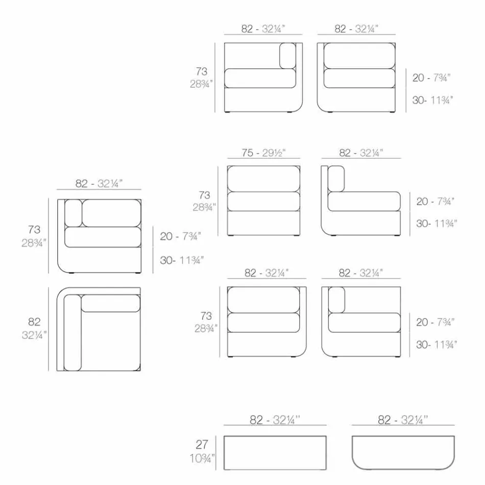 Vondom Ulm sammansättning Taupe Design Garden Lounge Viadurini